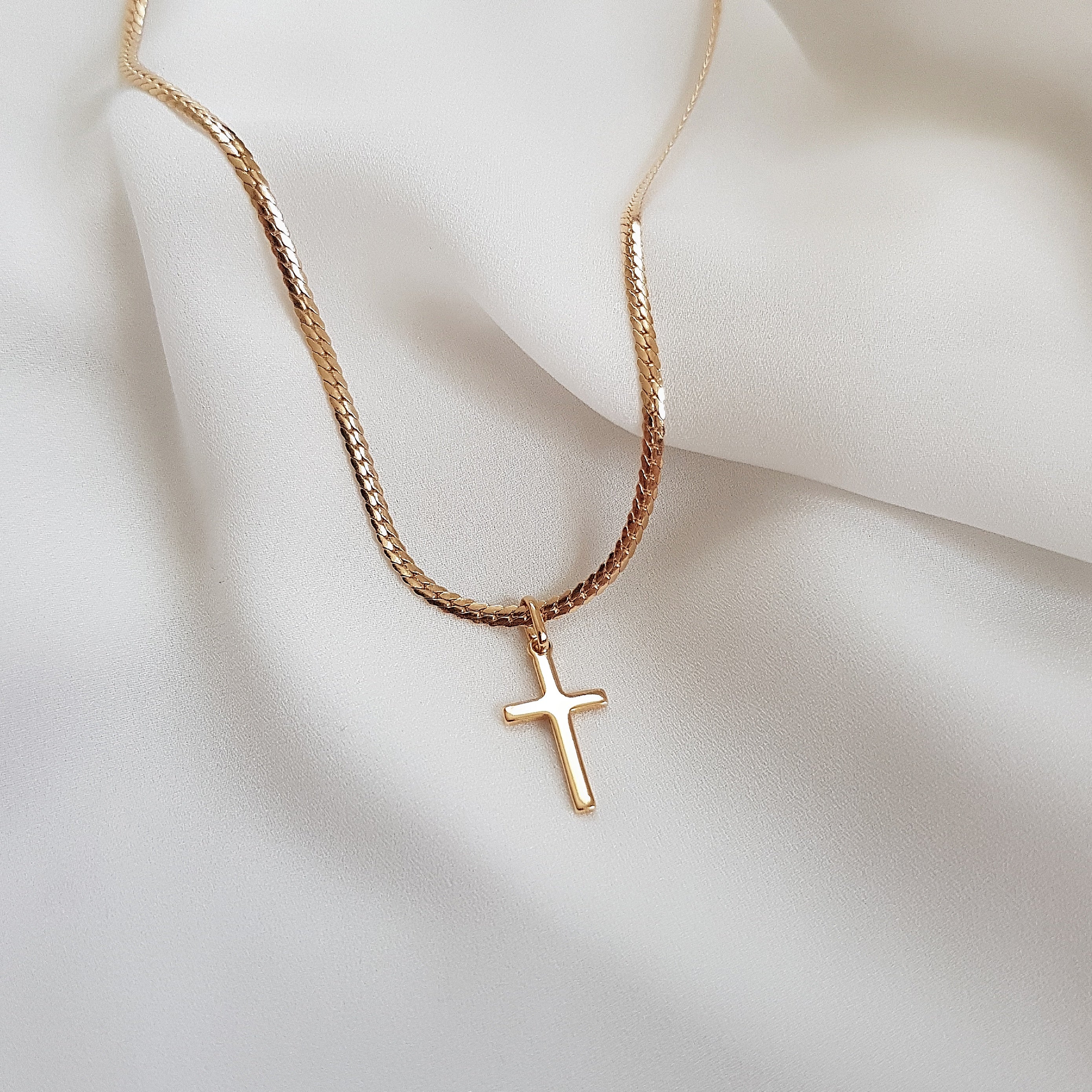 For Women Shy Creation Cross Necklace Diamond Accents 14K Yellow
