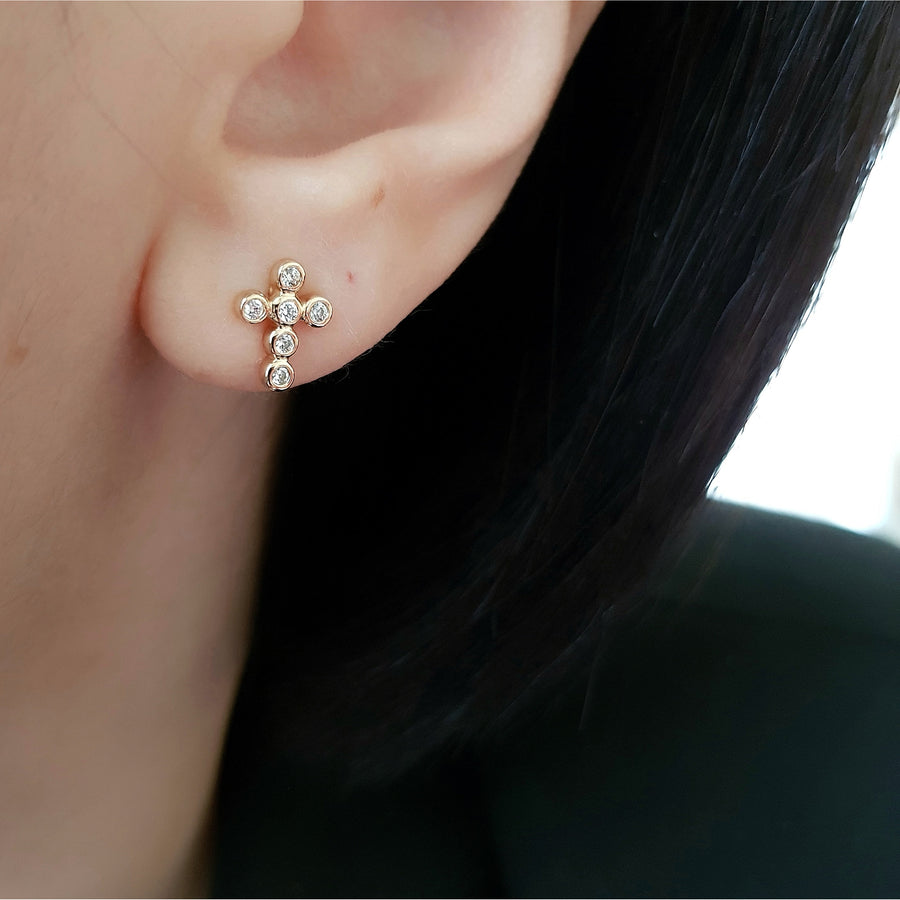 cross earring set cross stud earring v earring stud gold plated cross piercing kruis oorbellen oorring - azaliah jewelry 2