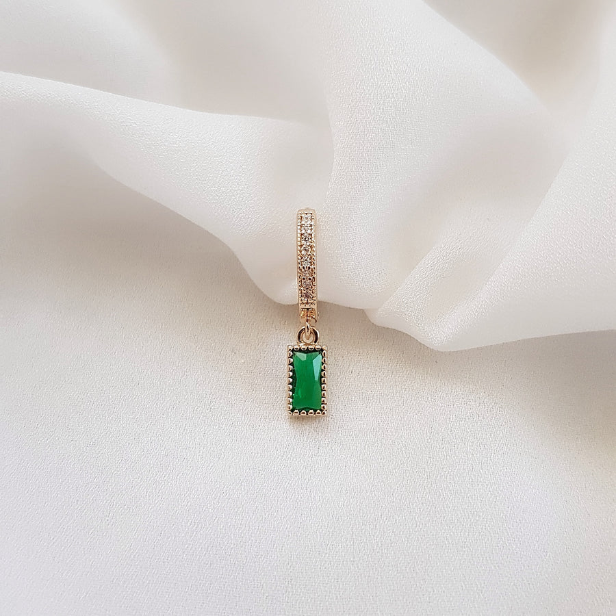 emerald hoop earring gold plated cubic zirconium - azaliah jewelry 2