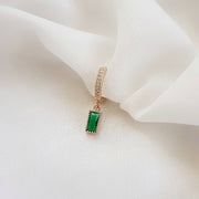 emerald hoop earring gold plated cubic zirconium - azaliah jewelry 1