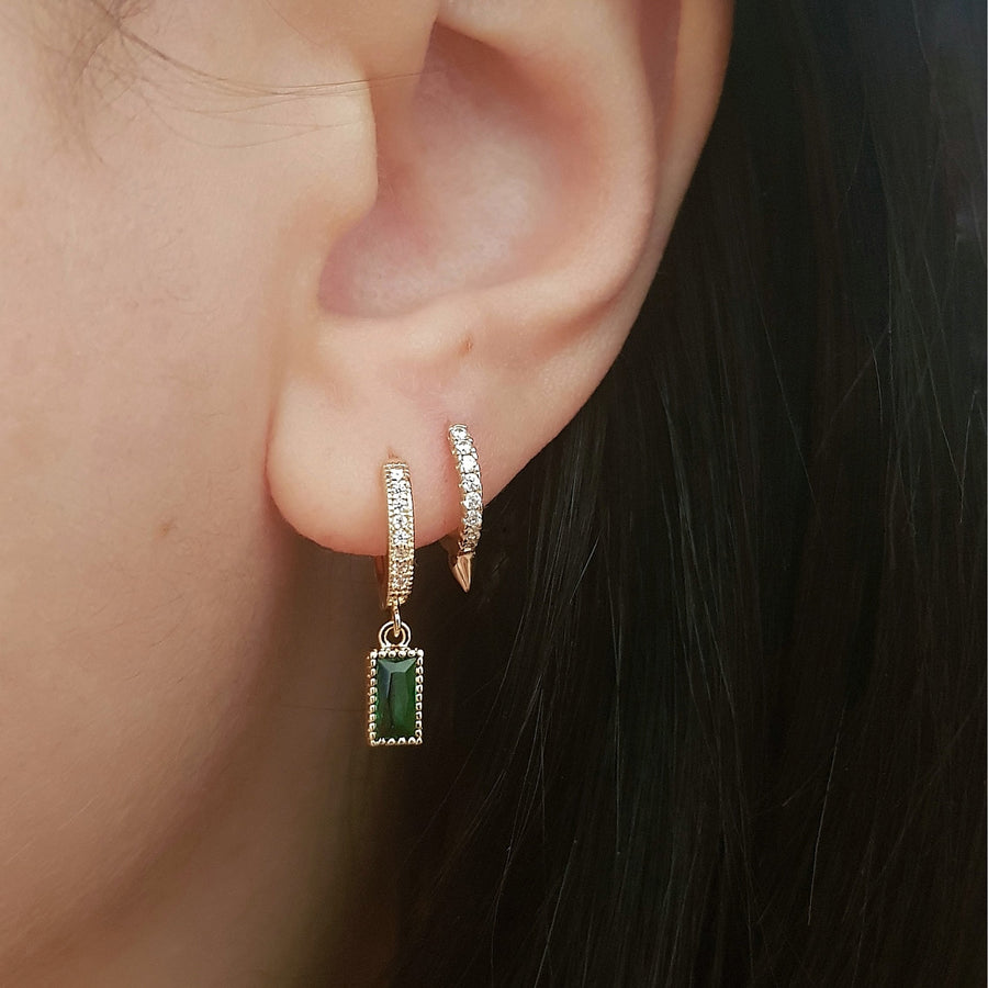 emerald hoop earring gold plated cubic zirconium - azaliah jewelry 3