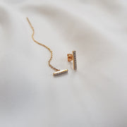 bar earring set chain earring gold plated oorring ketting oorbellen - azaliah jewelry 1