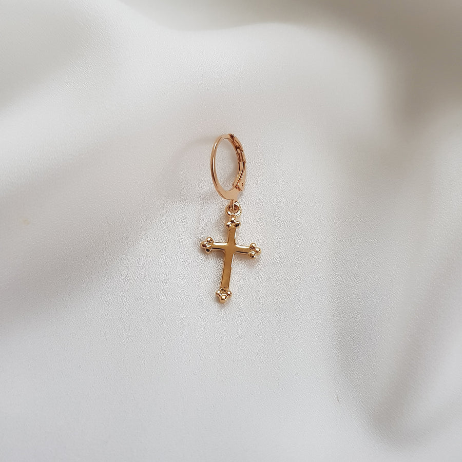 dolce earring cross hoop earring gold plated - azaliah jewelry 1