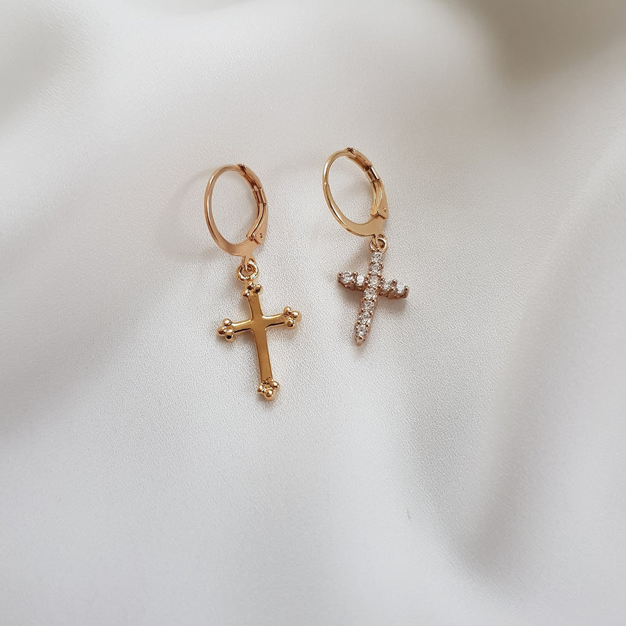 dolce earring cross hoop earring faith earring gold plated - azaliah jewelry 2