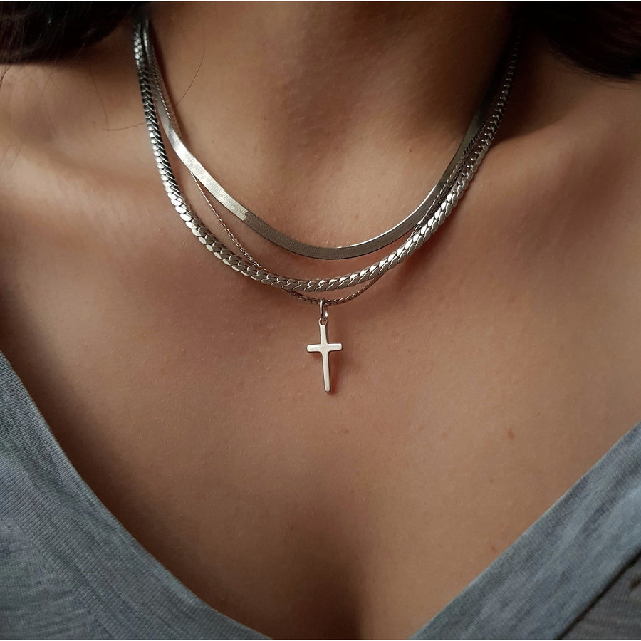 Chain cross necklace - Silver