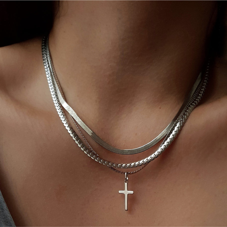Chain cross necklace - Silver