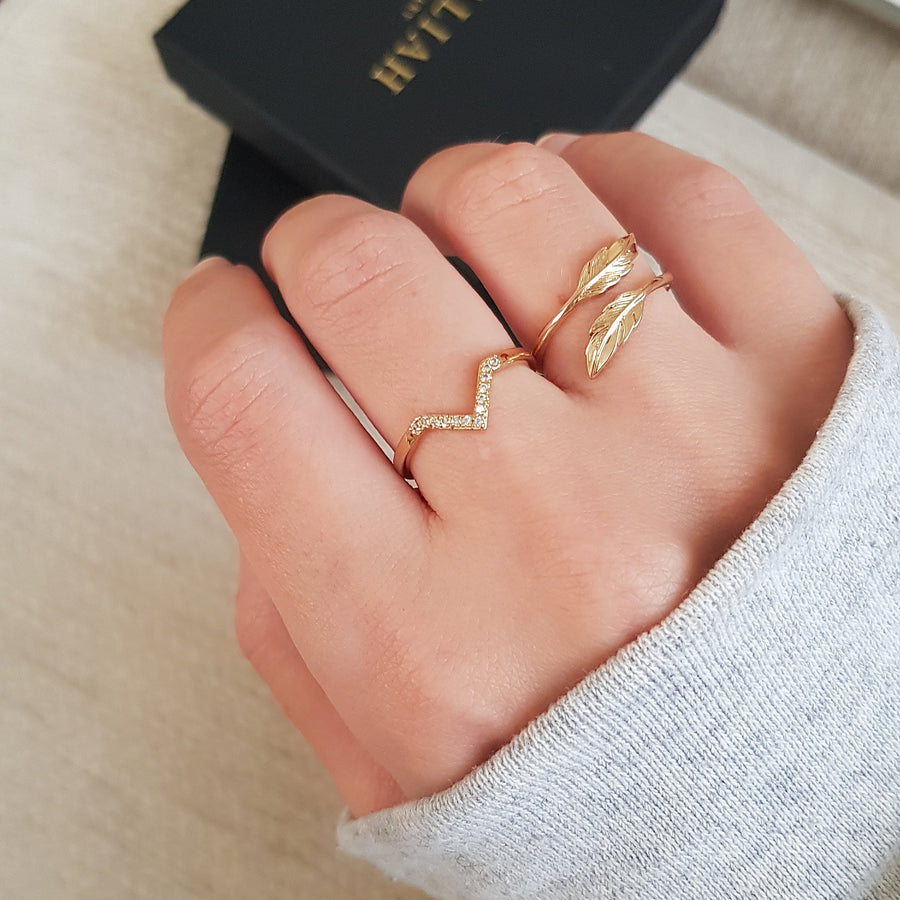 Feather ring Gold plated