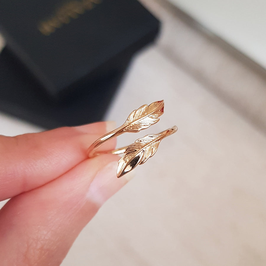 Feather ring Gold plated